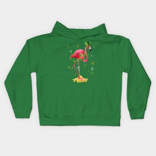 Clover Flamingo & Hearts St. Patricks Day Irish Proud Girls Kids Hoodie